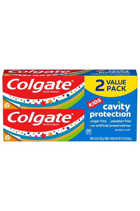 Kids Cavity Protection Toothpaste with Fluoride, Mild Bubble Fruit, 4.6 oz, 2 Pack
