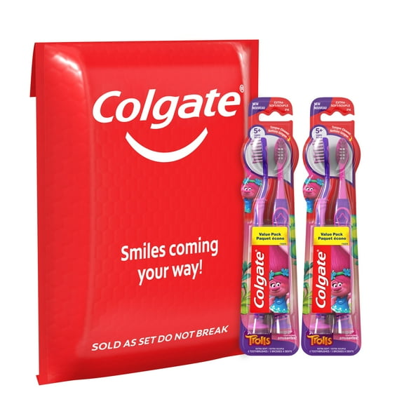 Colgate Kids Extra Soft Toothbrush with Suction Cup- 4 Count (Trolls)