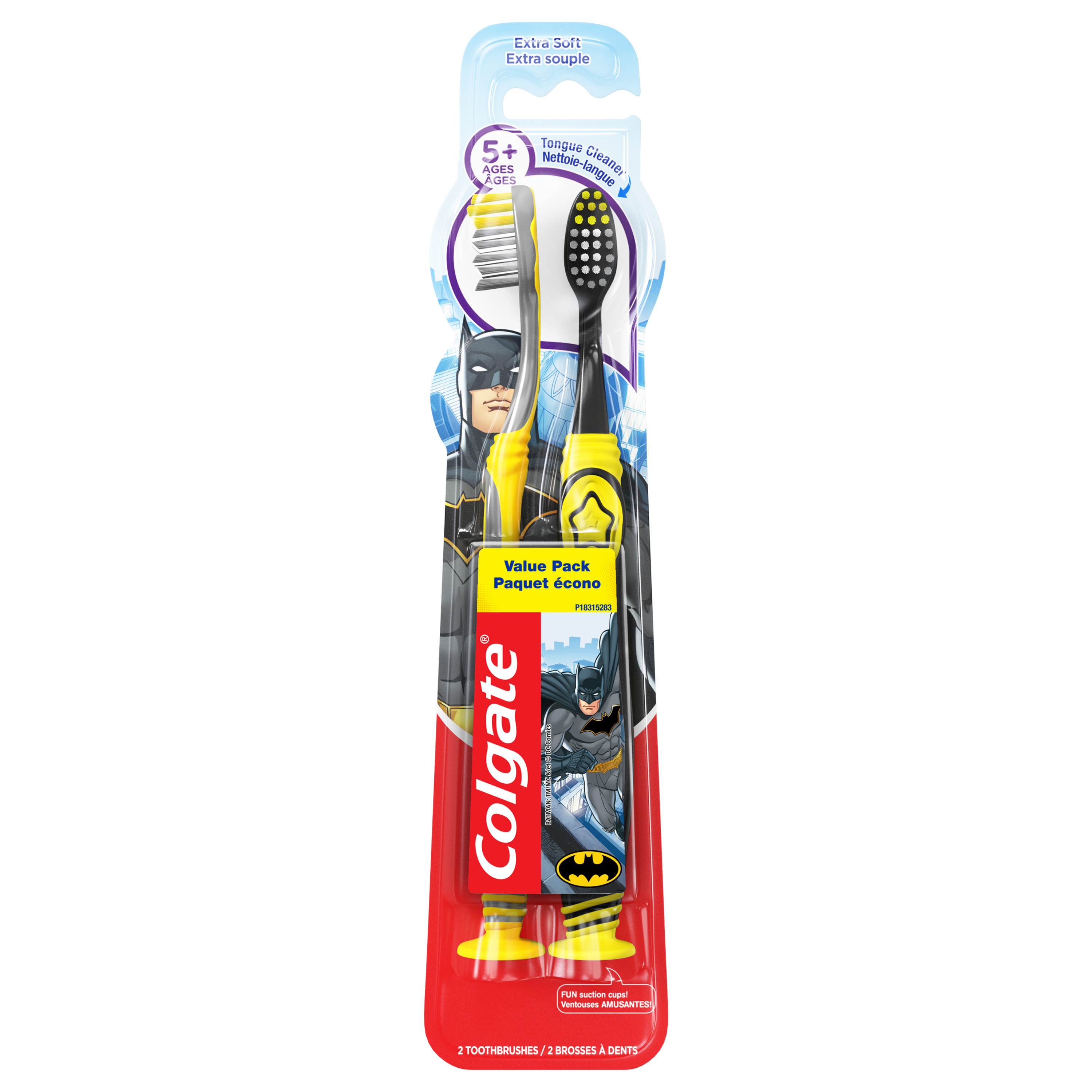 Colgate Kids Extra Soft Toothbrush with Suction Cup, Twin Pack - Batman - image 1 of 7