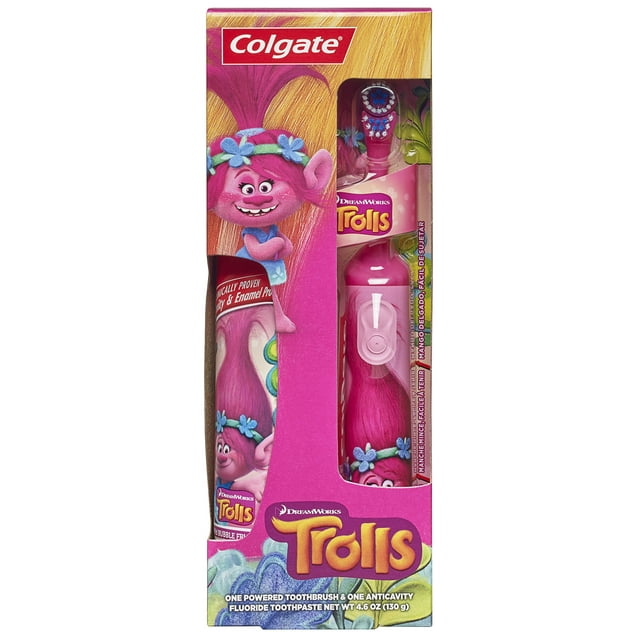 Colgate Kids Powered Toothbrush, Toothpaste Pack - Trolls