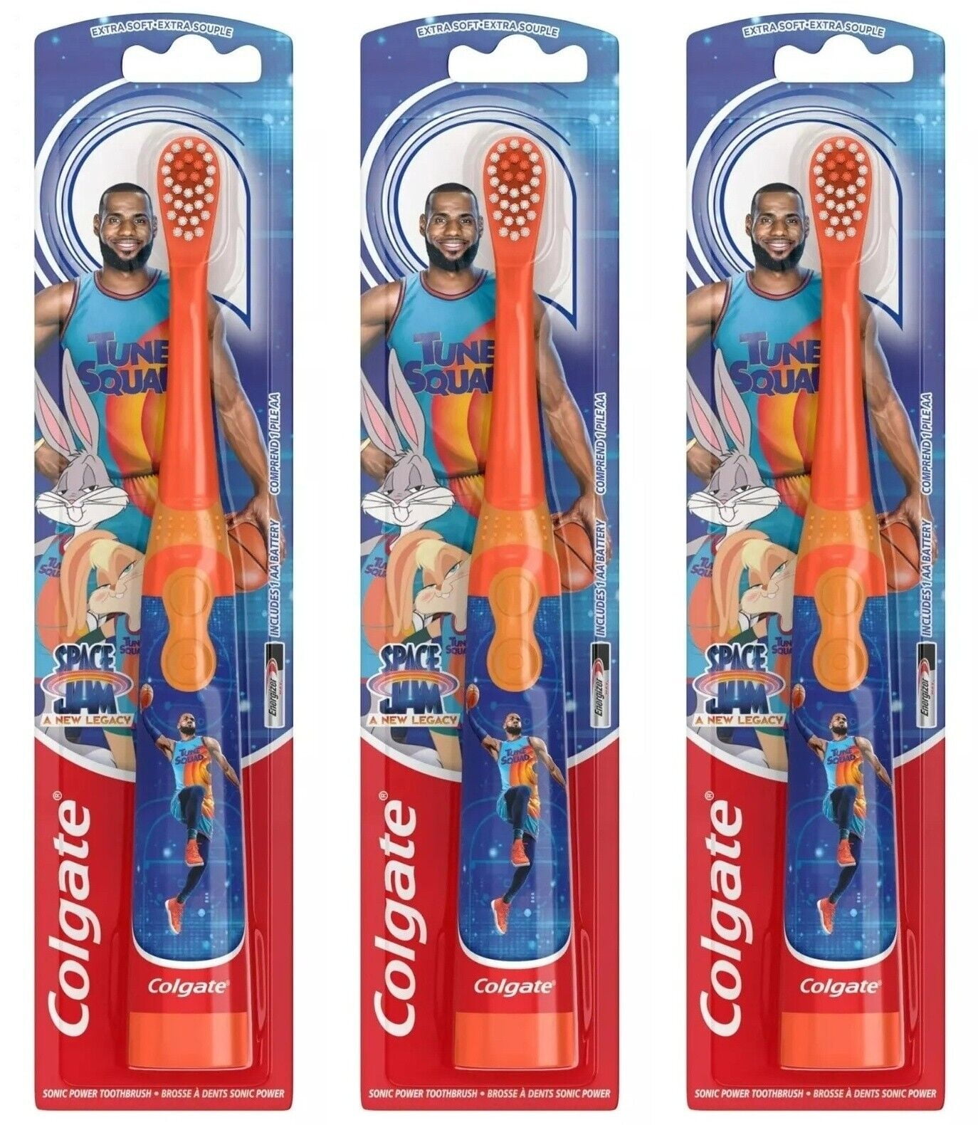 Colgate Kids Space Jam Electric Toothbrush, Kids Battery Toothbrush  3 Pack