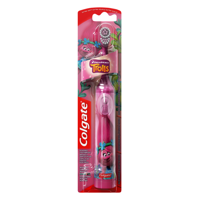 Colgate Kids Spinning Battery Powered Toothbrush, Trolls, Extra Soft, 1 Ct