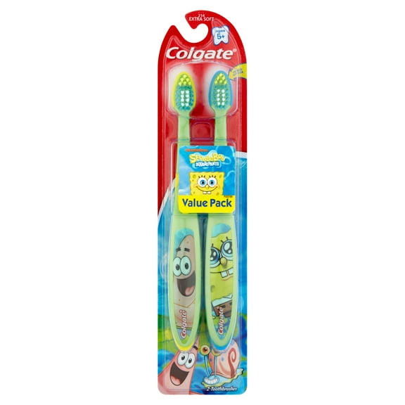 Colgate Kids Spongebob Toothbrush Value Pack, Soft, 2 Count