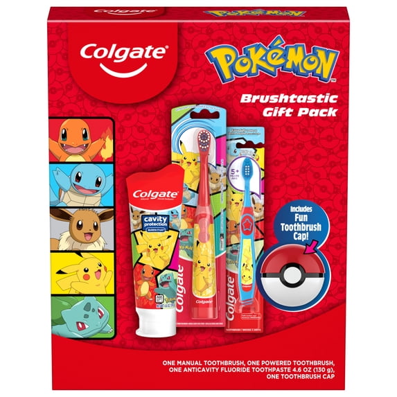 Colgate Kids Toothbrush Set, Includes Pokemon Toothbrush, Kids Toothpaste, and Kids Battery Toothbrush