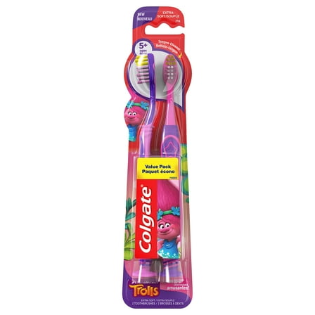 Colgate Kids Toothbrush, Trolls, Extra Soft Toothbrush With Suction Cup, 4 Pack - Pack Of 1