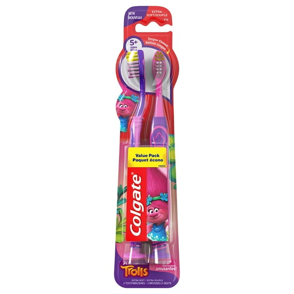Colgate Kids Toothbrush, Trolls, Extra Soft Toothbrush With Suction Cup, 4 Pack - Pack Of 1