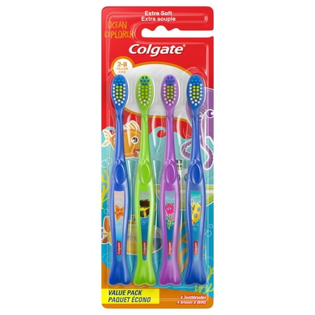 Colgate Kids Toothbrush Value Pack, Ocean Explorer, Extra Soft, 4 Pack