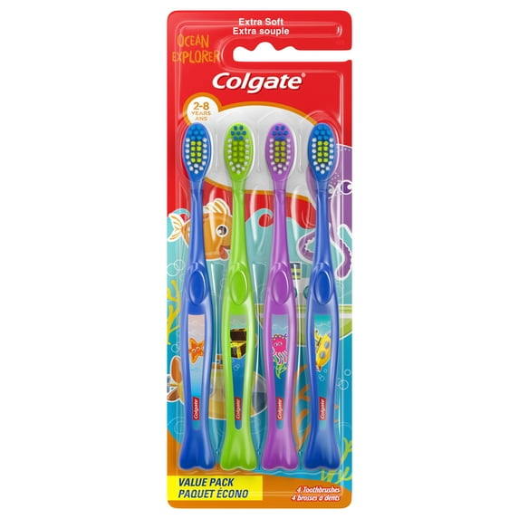Colgate Kids Toothbrush Value Pack, Ocean Explorer, Extra Soft, 4 Pack