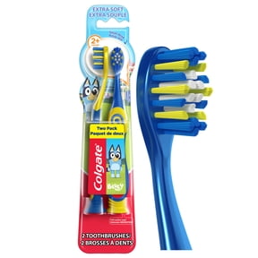 Colgate Kids Toothbrushes and Suction Cup, Extra Soft, Bluey, 2 Pack
