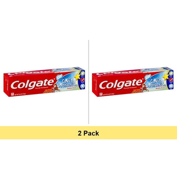 Colgate Kids Toothpaste Cavity Protection Bubble Fruit Flavor, 4.6 oz - 2 Pack