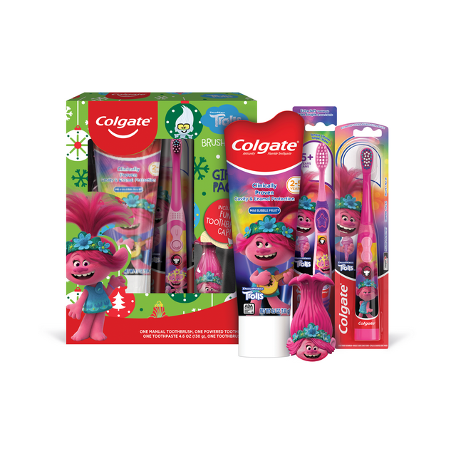 Colgate Kids Toothpaste Gift Set, Fruit Flavor Trolls, 4 Pack