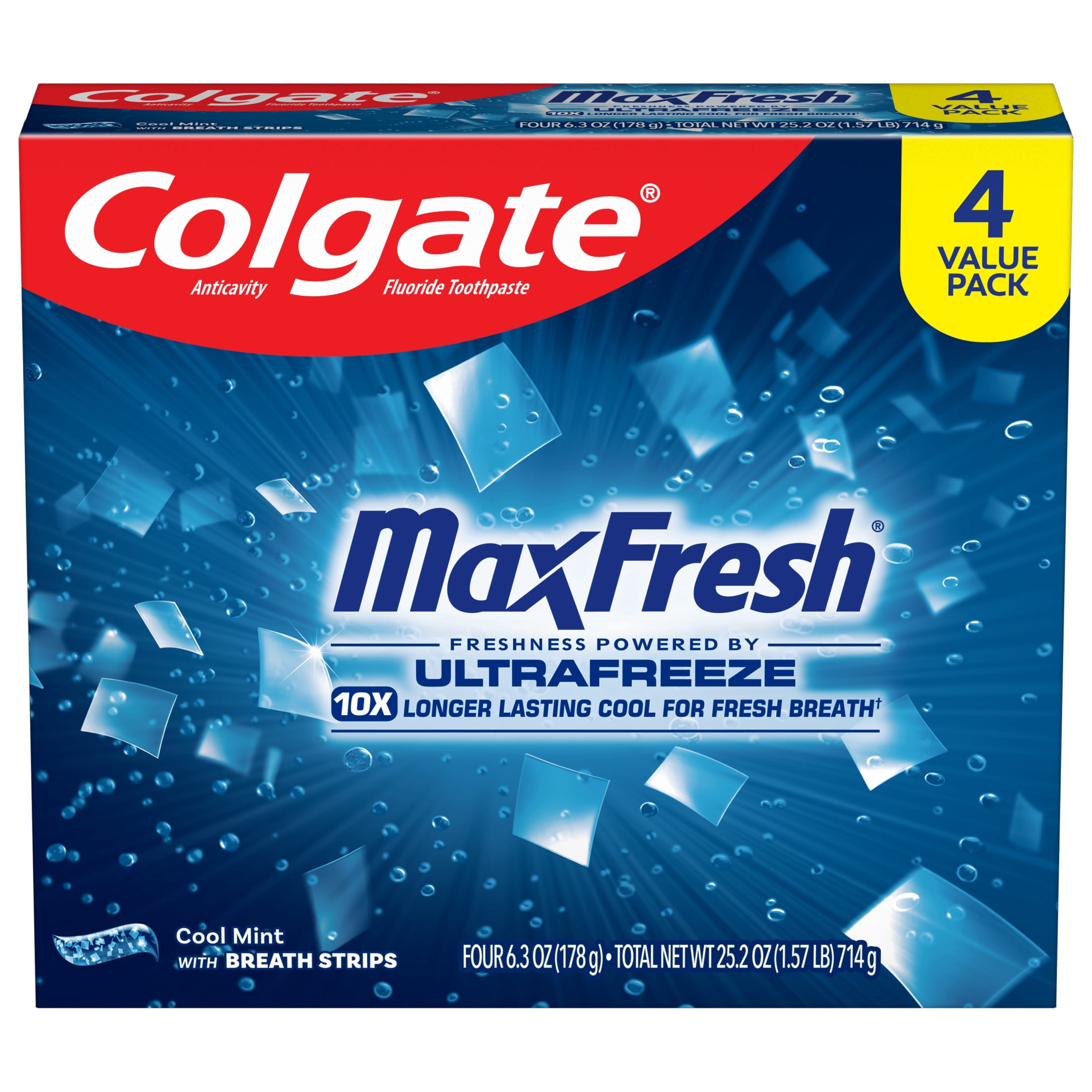 Colgate MaxFresh Cool Mint Toothpaste, 6.3 oz, Pack of 4