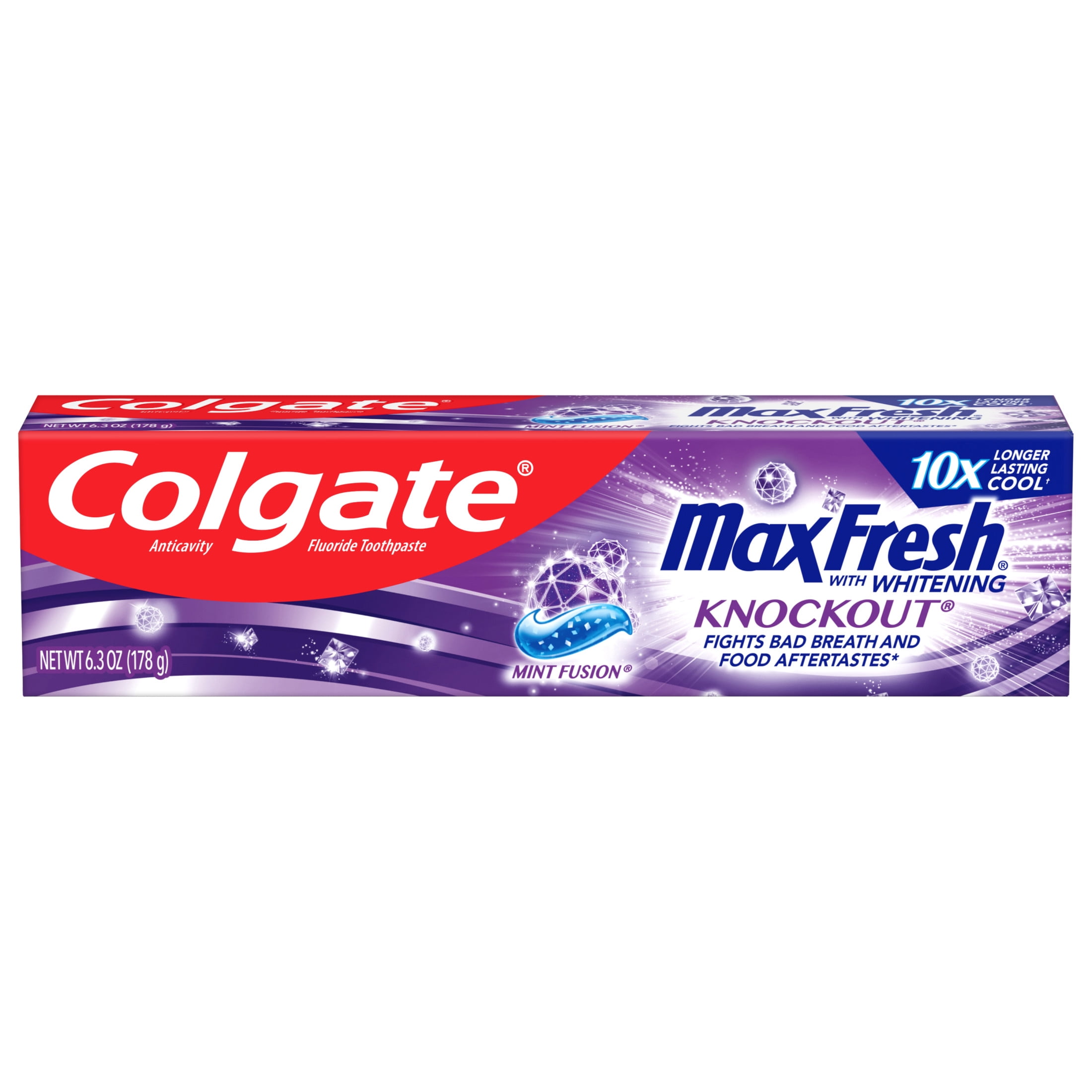 Colgate Max Fresh Knockout Toothpaste, Whitening Toothpaste with Mini Breath Strips, Mint Fusion, 6.3 Oz Tube