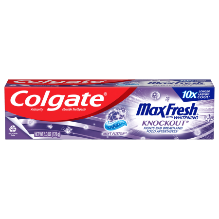 Colgate Max Fresh Knockout Toothpaste; Whitening with Mini Breath Strips; 6.3 oz