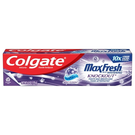 Colgate Max Fresh Knockout Toothpaste with Mini Breath Strips, Electric Mint - 6 Ounce