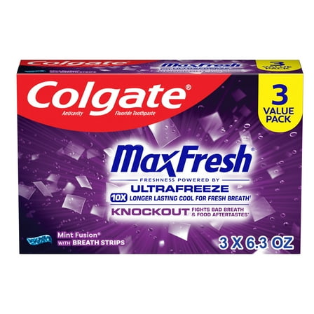 Colgate MaxFresh Knockout Mint Toothpaste, 3 Pack, 6.3 oz