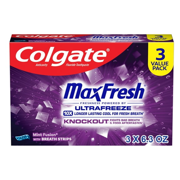 Colgate MaxFresh Knockout Mint Toothpaste, 3 Pack, 6.3 oz