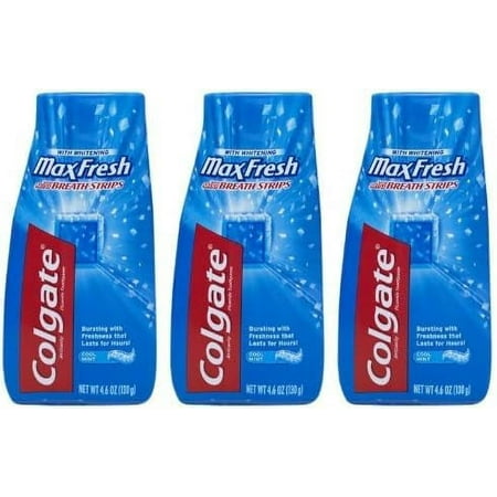 Colgate Max Fresh Liquid Toothpaste With Mini Breath Strips, Cool Mint - 4.6 Oz - 3 Pk