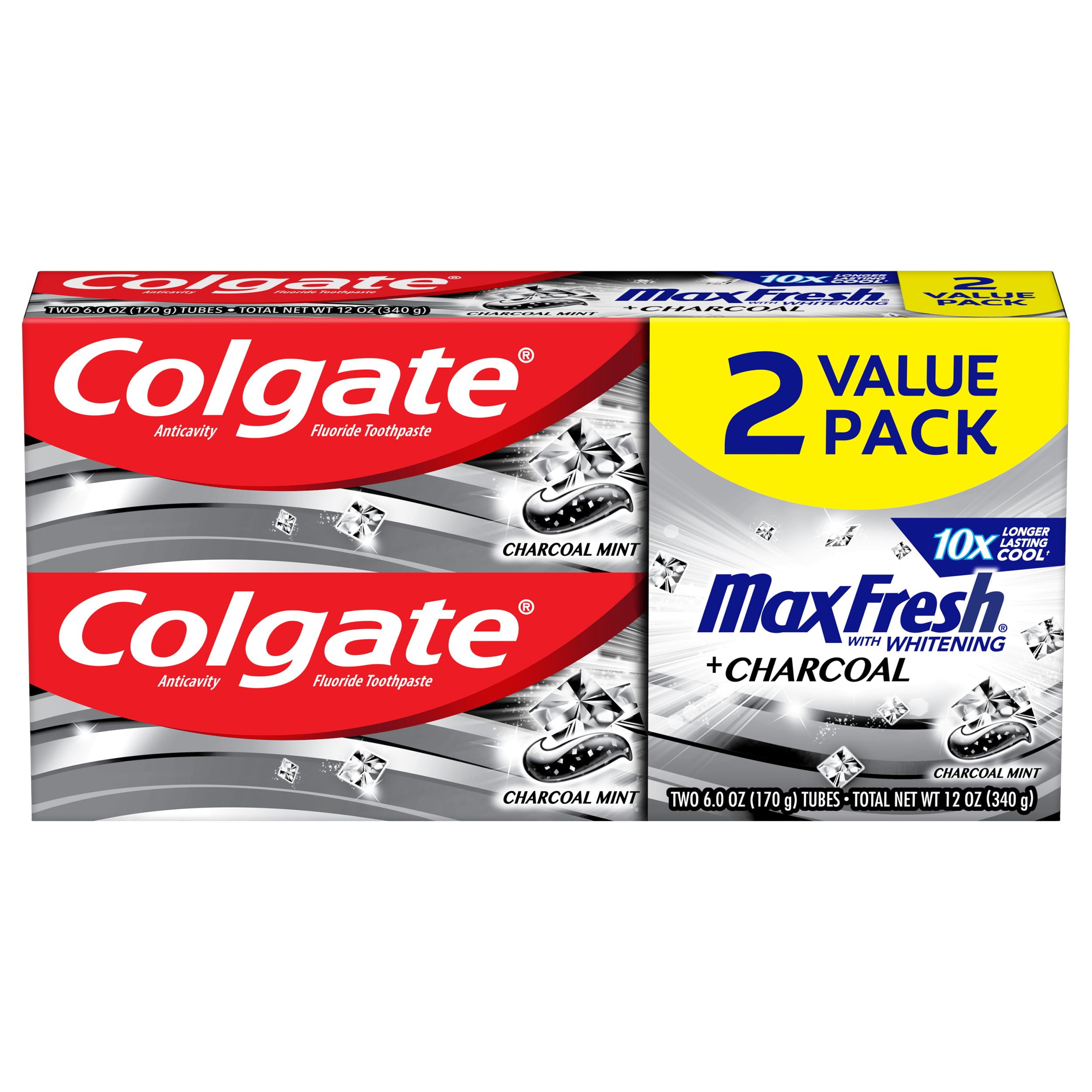 Colgate Max Fresh Toothpaste, Charcoal Mint Flavor, 6.3 oz 2 Pack