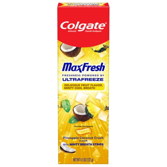 Colgate Max Fresh Anticavity Fluoride Toothpaste, Pineapple Coconut Crush with Mint, 4.5 Oz