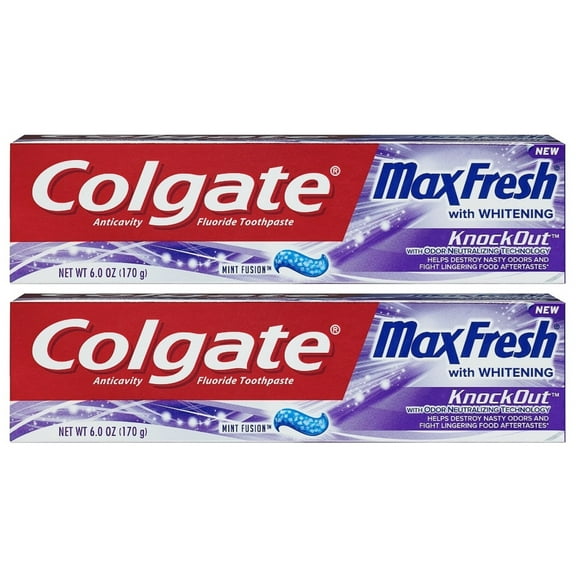 Colgate Max Fresh Toothpaste - Knockout - With Odor Neutralizing Technology - Net Wt. 6 Oz (170 G) Per Tube - Pack Of 2 Tubes Packaging May Vary