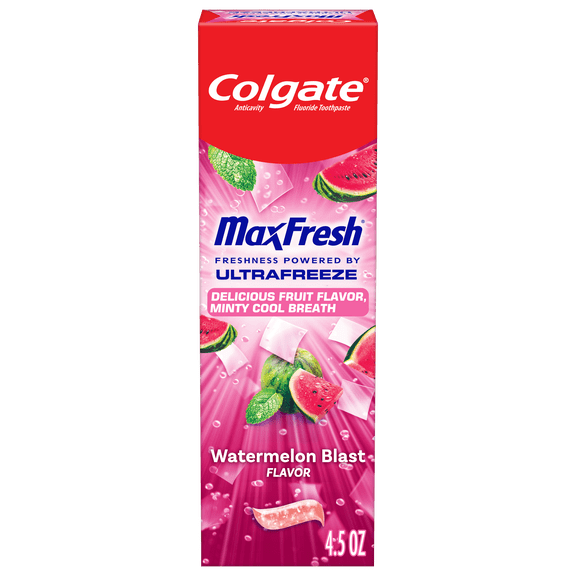 Colgate Max Fresh Anticavity Fluoride Toothpaste, Watermelon Blast with Mint, 4.5 oz.