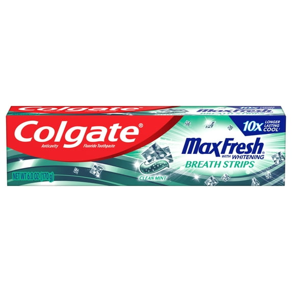 Colgate Max Fresh Toothpaste with Mini Breath Strips, Clean Mint - 6 ounce