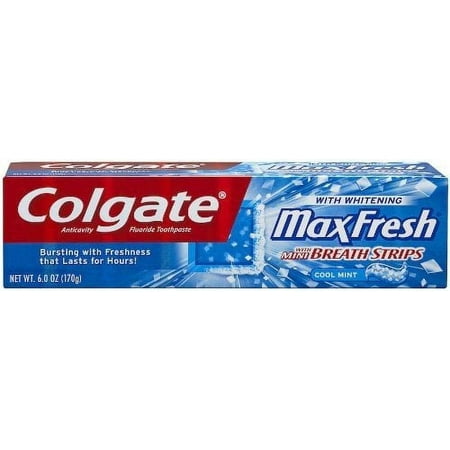 Colgate Max Fresh Toothpaste with Mini Breath Strips, Cool Mint, 6 oz
