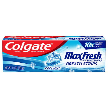 Colgate Max Fresh Travel Size Toothpaste with Mini Breath Strips; Cool Mint; 1.0 oz