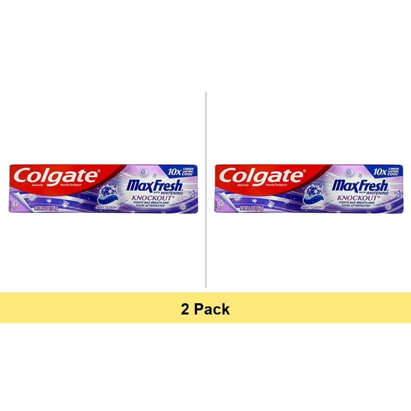 Colgate Max Fresh Whitening Gel Toothpaste, Knockout Mint, 6.3 Oz - 2 Pack