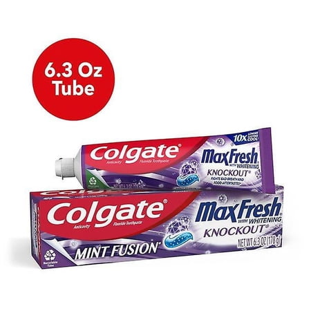 Colgate Max Fresh Whitening Gel Toothpaste, Knockout Mint, 6.3 Oz, 3 Pack