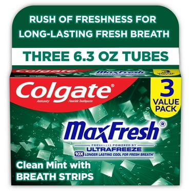Colgate Max Fresh Clean Mint Toothpaste, 3 Pack, 6.3 Oz