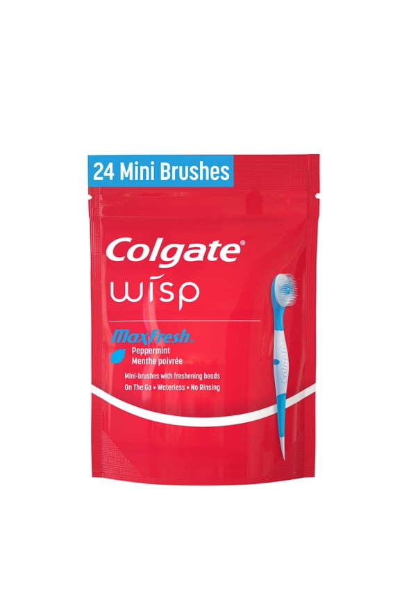 Max Fresh Wisp Disposable Travel Toothbrushes, Mini Toothbrush, Peppermint, 24 Count
