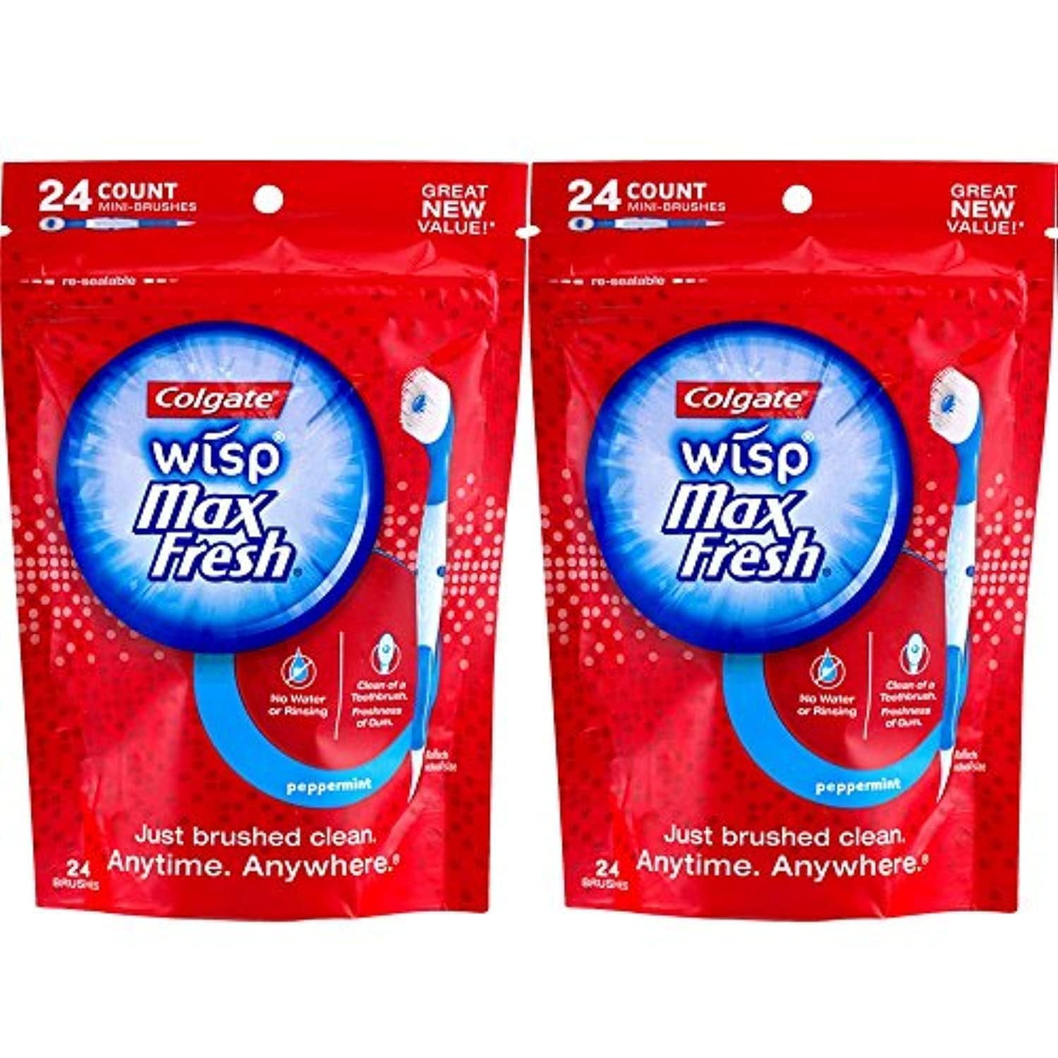 Colgate Max Fresh Wisp Disposable Mini Toothbrush, Peppermint 24