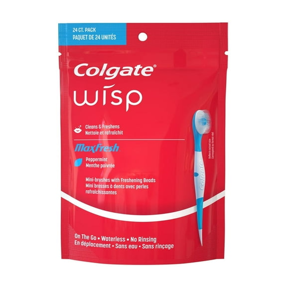 Colgate Max Fresh Wisp Disposable Mini Toothbrush  Peppermint (Pack of 32)