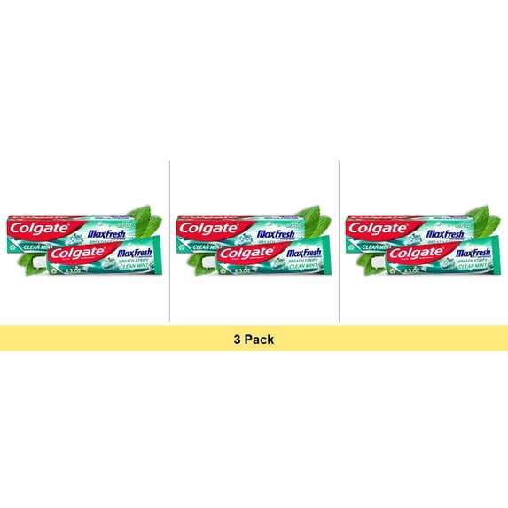 Colgate Max Fresh With Whitening Breath Strips Clean Mint Toothpaste 6.3 Oz - 3 Pack