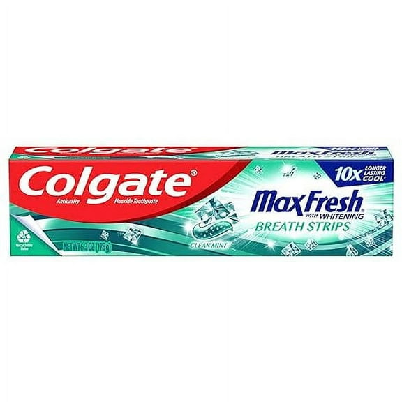 Colgate Max Fresh With Whitening Breath Strips, Clean Mint Toothpaste, 6.3 Oz..