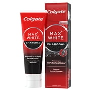 Colgate Max White Charcoal Teeth Whitening Toothpaste 75ml, Removes Up to 100% of Surface Stains, Restores Natural Whiteness, Helps Prevent Future Discolouration, Enamel Safe for Daily Use