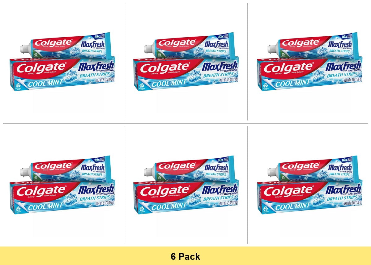 Colgate MaxFresh Cool Mint Toothpaste, 6.3 oz - 6 Pack Bundle