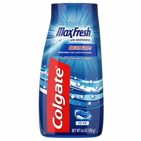Colgate MaxFresh Fluoride Toothpaste with Mini Breath Strips, Whitening, Cool Mint 4.6 oz (Pack of 3)