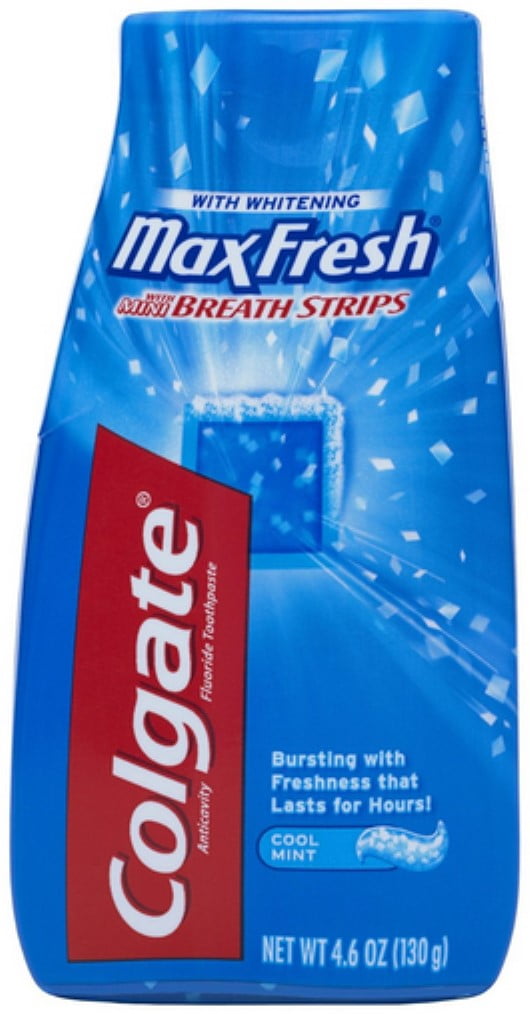 Colgate MaxFresh Fluoride Toothpaste with Mini Breath Strips, Whitening, Cool Mint 4.6 oz (Pack of 4)