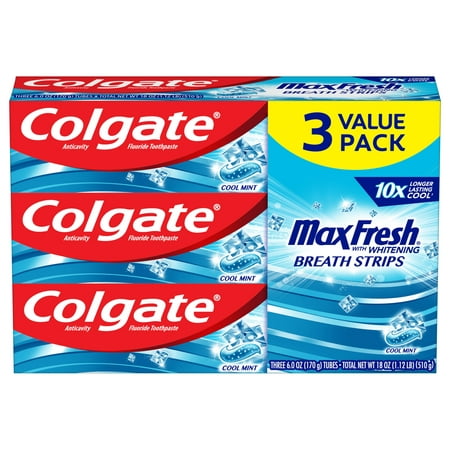 product image of Colgate MaxFresh Stain Removing Toothpaste, Cool Mint, 3 Pack