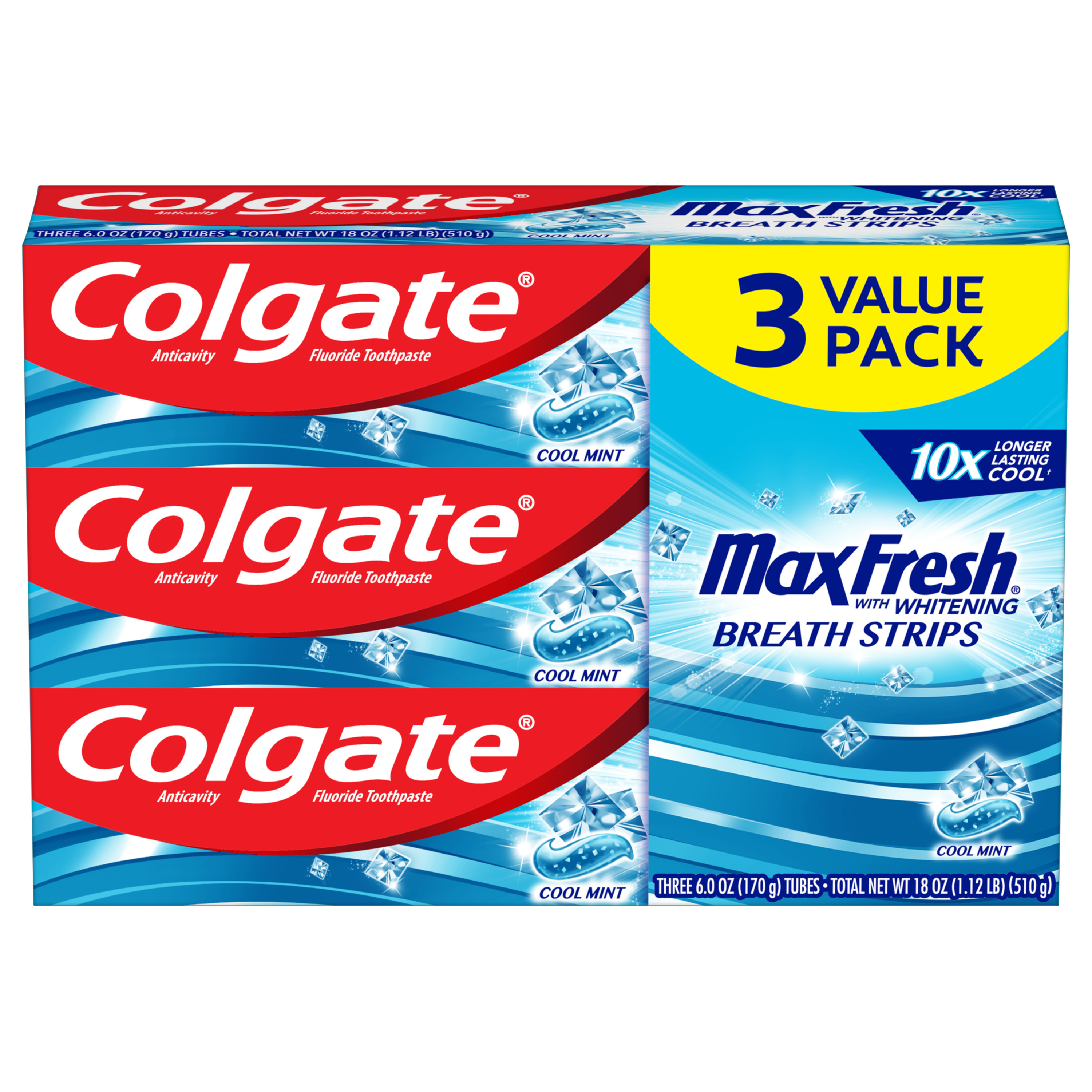 Colgate MaxFresh Stain Removing Toothpaste, Cool Mint, 3 Pack - image 1 of 17