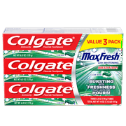 Colgate MaxFresh Whitening Toothpaste with Mini Breath Strips, Clean Mint, 6 Oz, 3 Ct