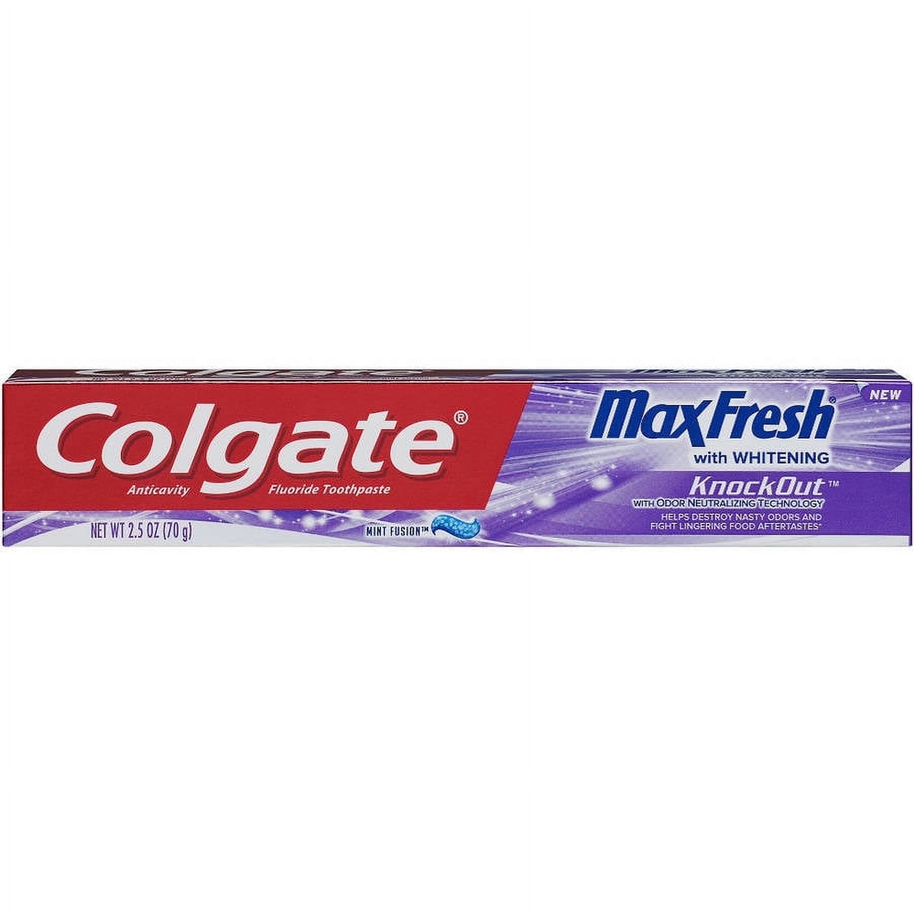 COLGATE MAX FRESH "Colgate MaxFresh with Whitening KnockOut Mint Fusion Toothpaste, 2.5 oz 3pieces"