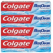 Colgate Maxclean Whitening Foaming Toothpaste With Fluoride, Light Blue, Mint, 4 Count, 24 Oz