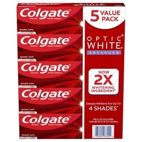 Colgate Optic Advanced Whitening Toothpaste, Sparkling White (4.2 Ounce, 5 Pack)