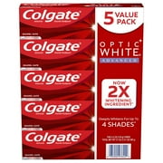 Colgate Optic Advanced Whitening Toothpaste, Sparkling White 4.2 Ounce, 5 Pack