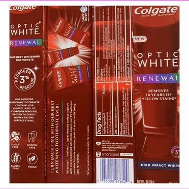 Colgate Optic Renewal Teeth Whitening Toothpaste with Fluoride Hydrogen 3 Pack