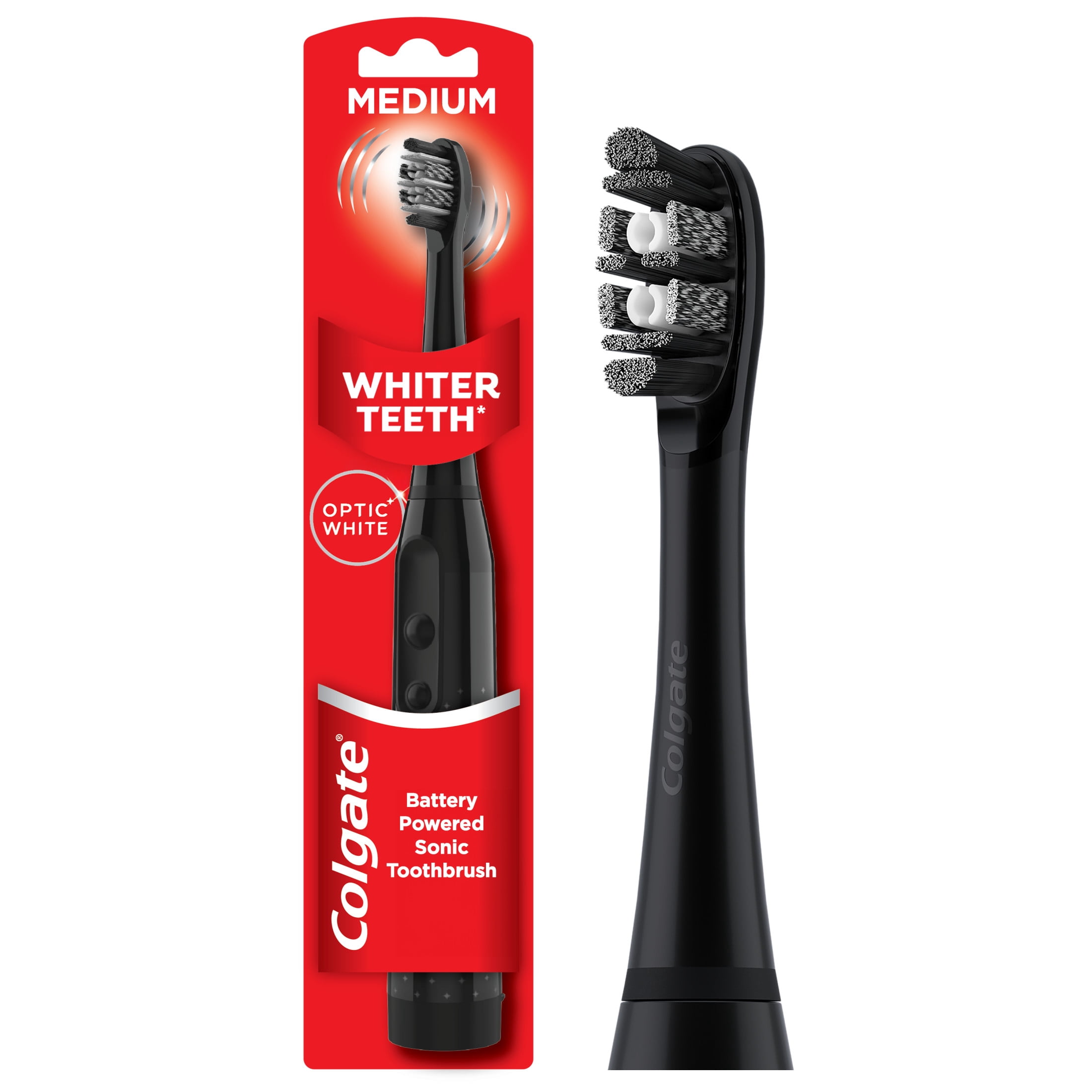 Colgate Optic White Adult Sonic Battery Operated Electric Toothbrush, Medium
